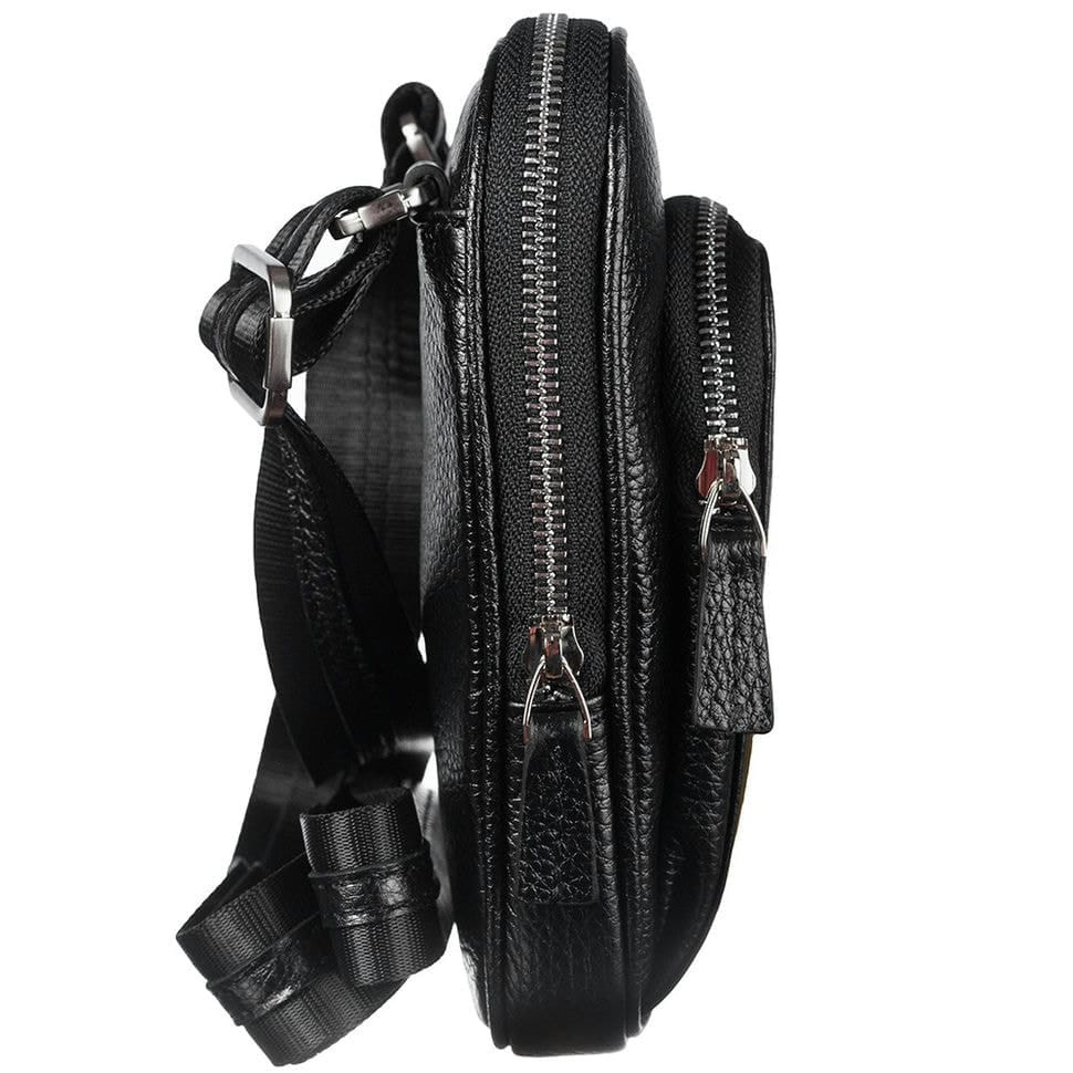 Барсетка м'яка шкіряна DESISAN 1468-01 чорний дрібний флотар