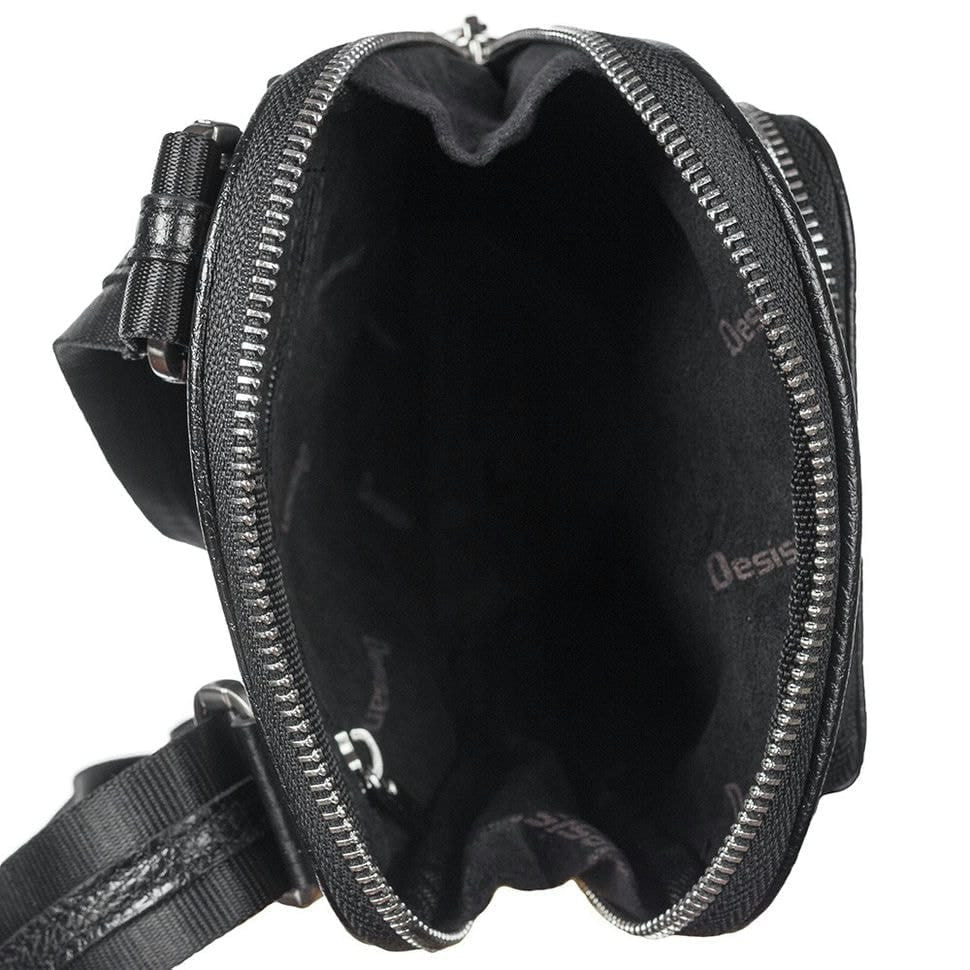 Барсетка м'яка шкіряна DESISAN 1468-01 чорний дрібний флотар