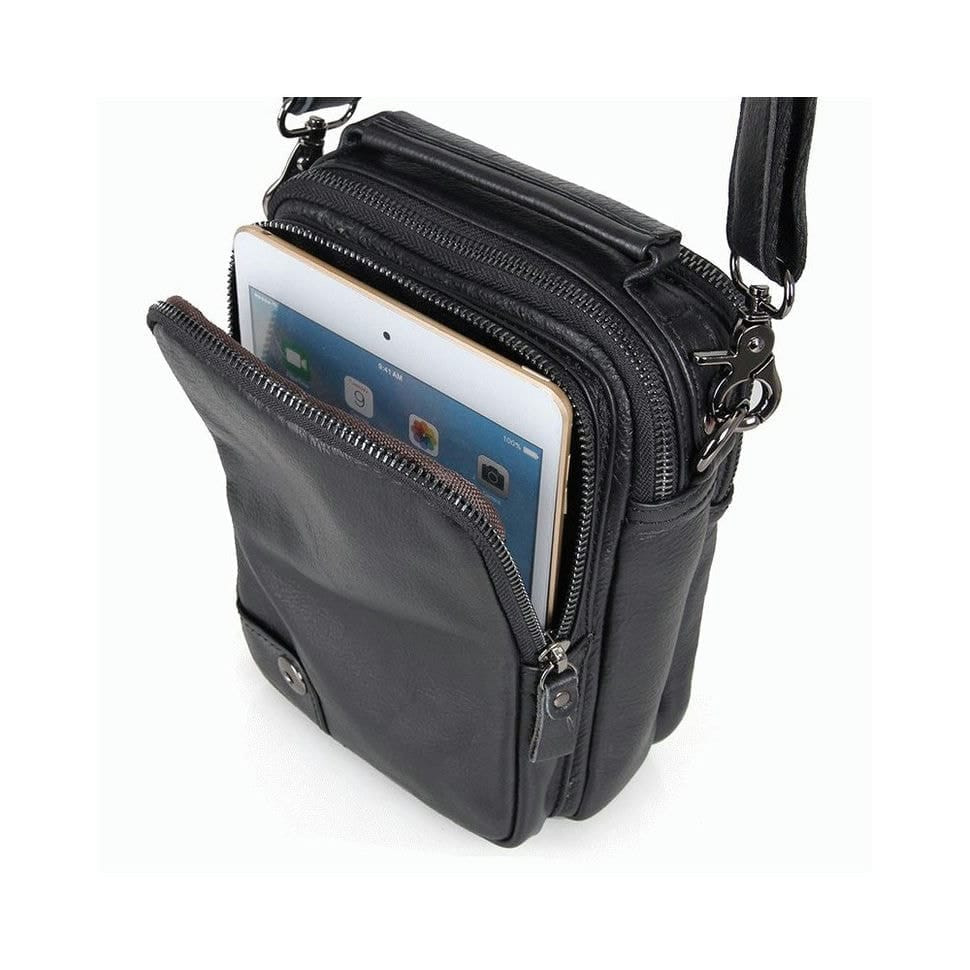 Чоловіча шкіряна сумка через плече BUFFALO BAGS 1007A чорна