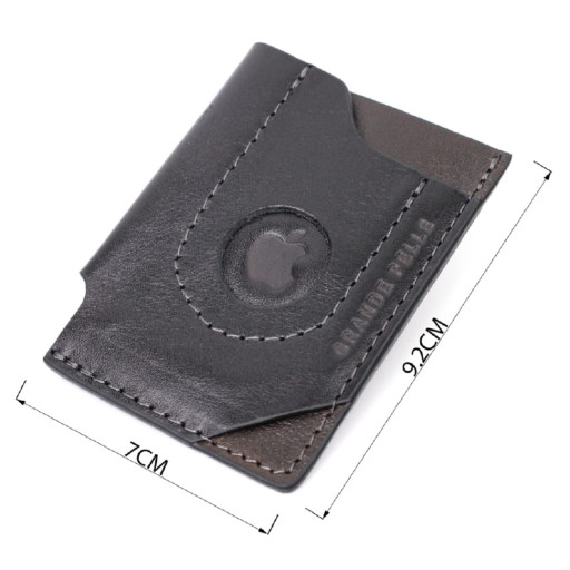 Стильний картхолдер з утримувачем для Apple AirTag з натуральної шкіри GRANDE PELLE 11610 Чорний