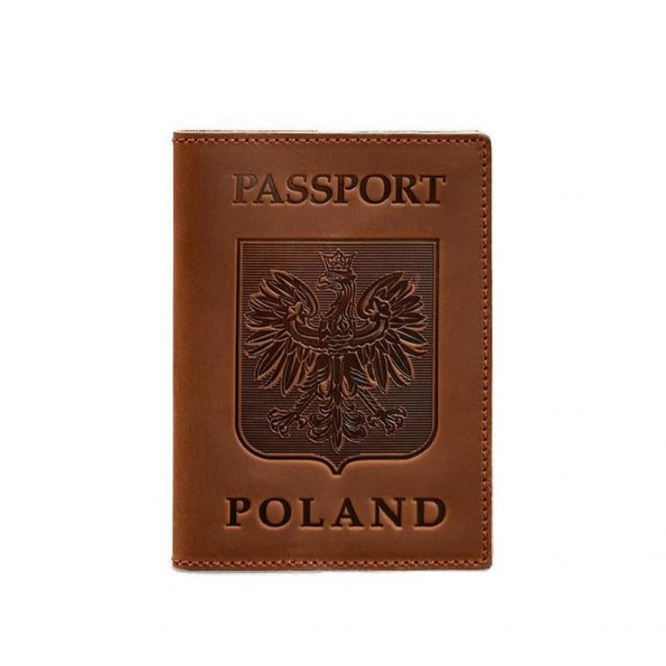 Шкіряна обкладинка для паспорта з польським гербом Crazy Horse