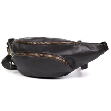 Genuine leather waist bag with pocket TARWA GC-30351-3md 