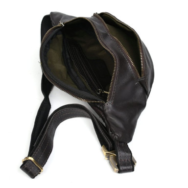 Genuine leather waist bag with pocket TARWA GC-30351-3md 