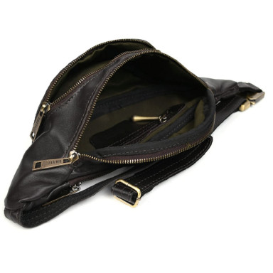 Genuine leather waist bag with pocket TARWA GC-30351-3md 