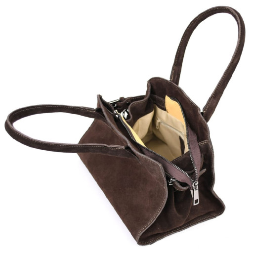 Замшева жіноча сумка тоут Італія Firenze fz3752_chok у кольорі шоколад