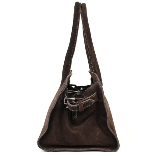 Замшева жіноча сумка тоут Італія Firenze fz3752_chok у кольорі шоколад