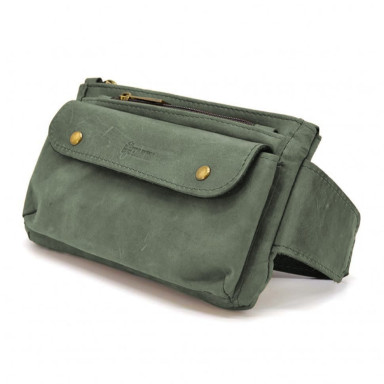 Leather belt bag, banana RE-8136-3md TARWA green crazy