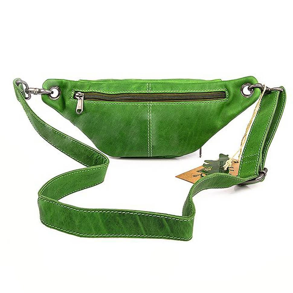 Поясна шкіряна сумка зелена Hill Burry HB3314