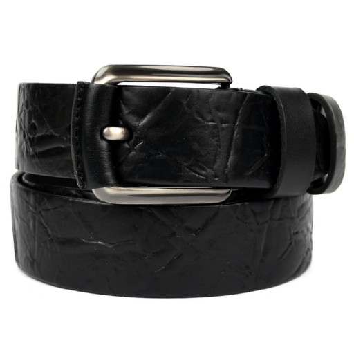 Ремінь із шкіри буйвола фактурний st044612 чорний 40мм