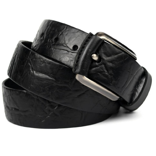 Ремінь із шкіри буйвола фактурний st044612 чорний 40мм
