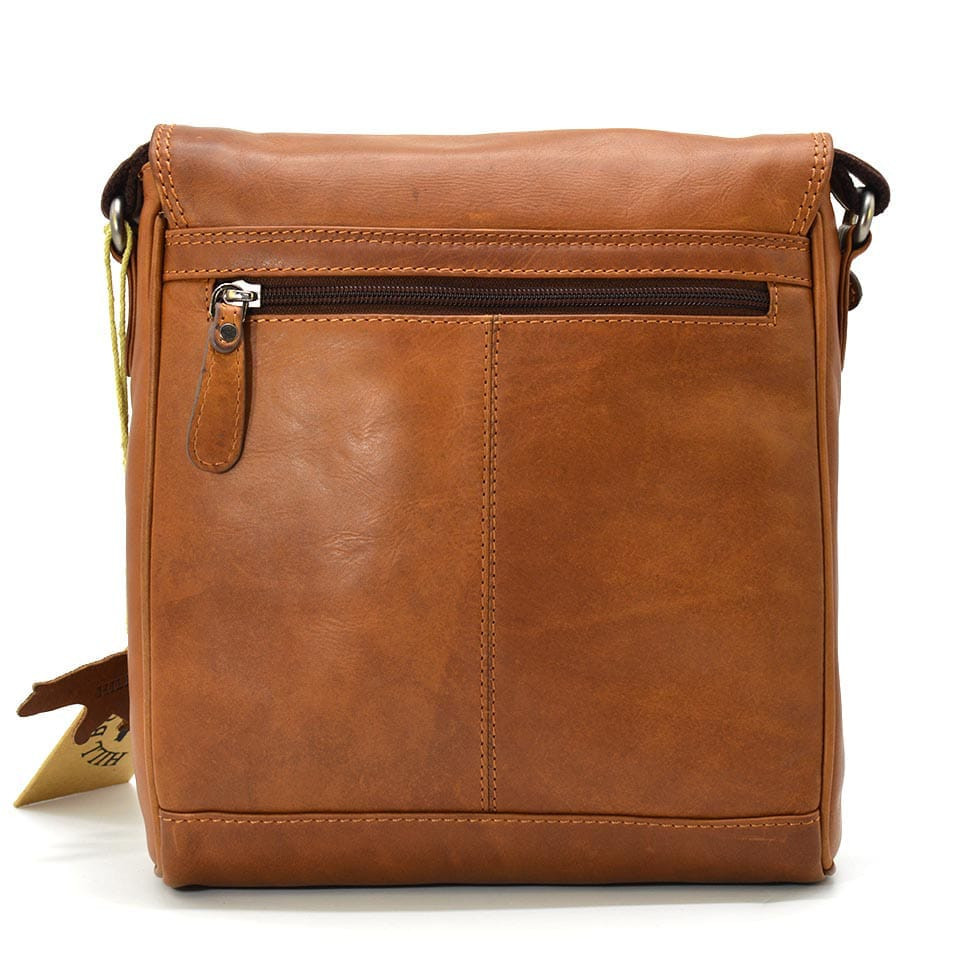 Чоловіча шкіряна сумка Hill Burry HB3193B з клапаном коньячна