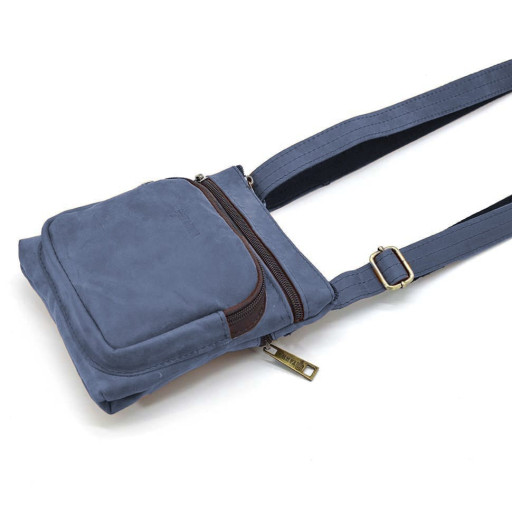 Сумка чоловіча через плече шкіряна crazy horse TARWA Синій (RК-1342-2-3md)