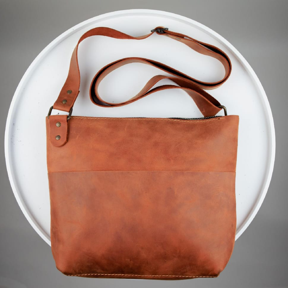 Crazy Horse Genuine Leather Shoulder Messenger Bag (Light Brown)
