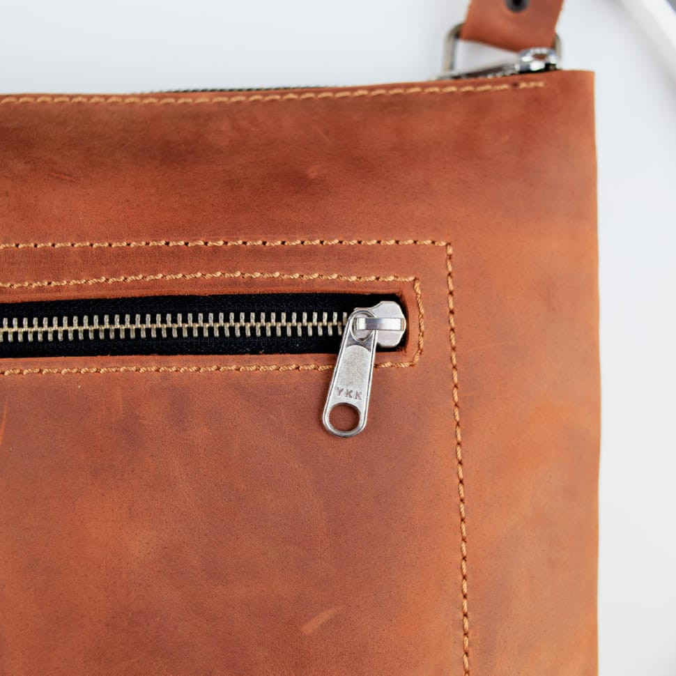 Crazy Horse Genuine Leather Shoulder Messenger Bag (Light Brown)