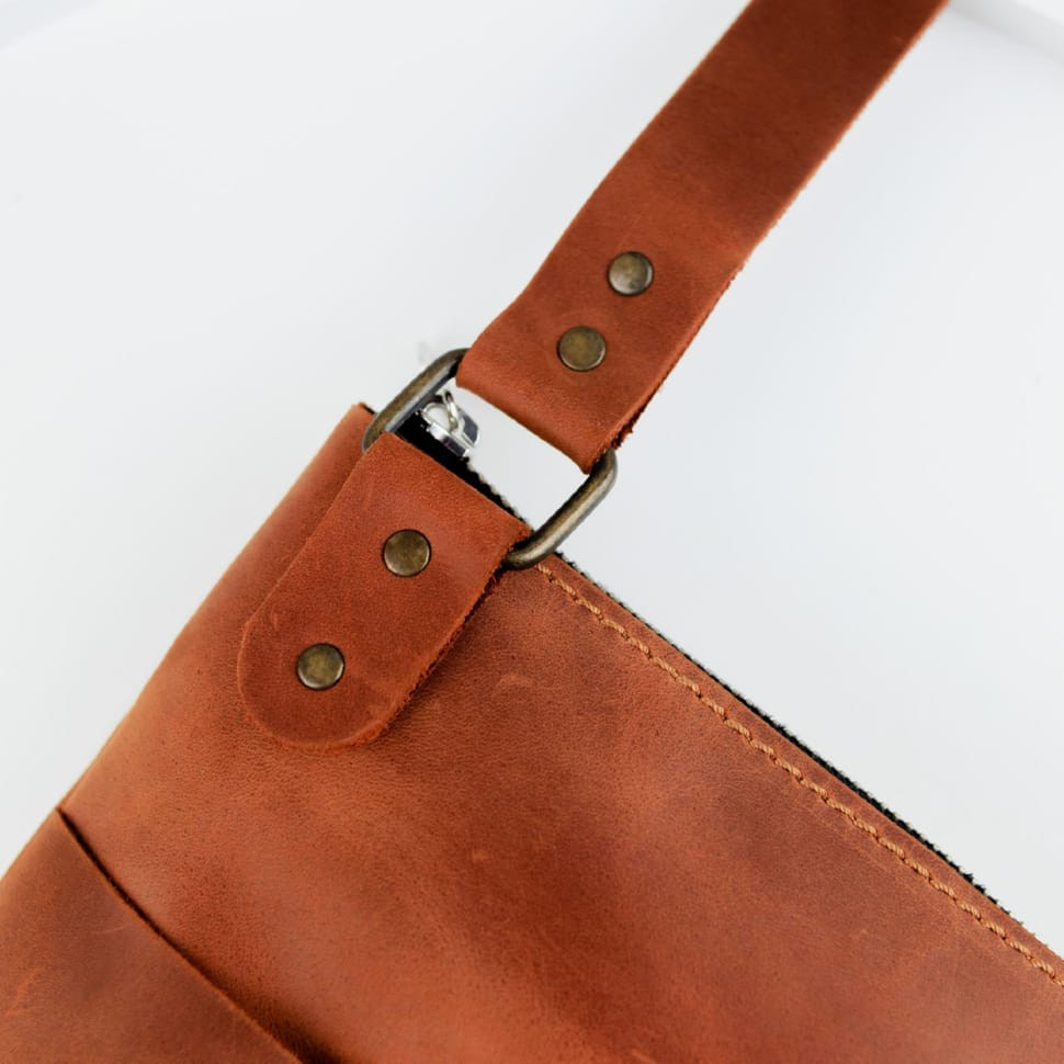Crazy Horse Genuine Leather Shoulder Messenger Bag (Light Brown)