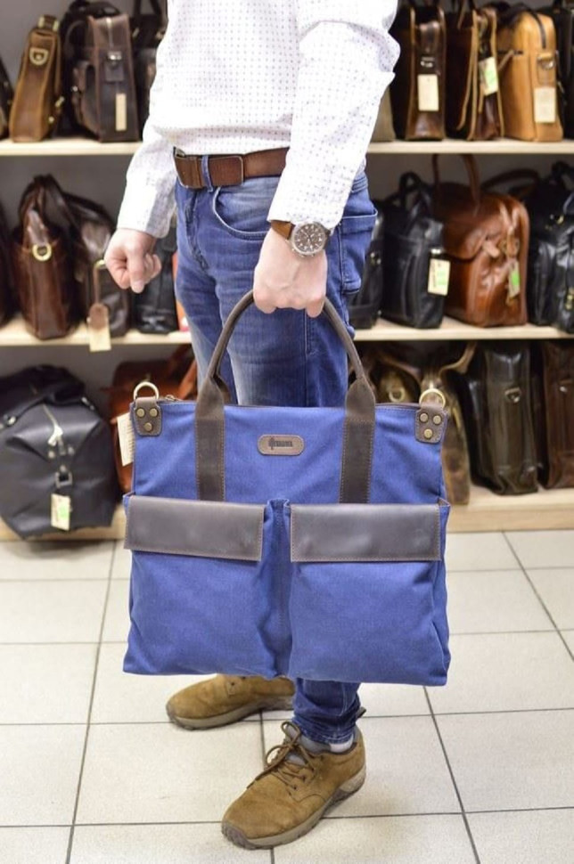 Екслюзивна сумка унісекс, через плече (канвас і шкіра) TARWA RK-1355-4lx