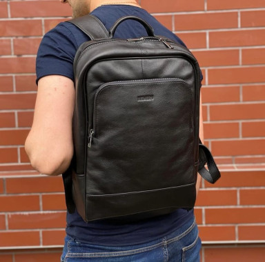 Черный молодежный кожаный рюкзак Newery N1003GA