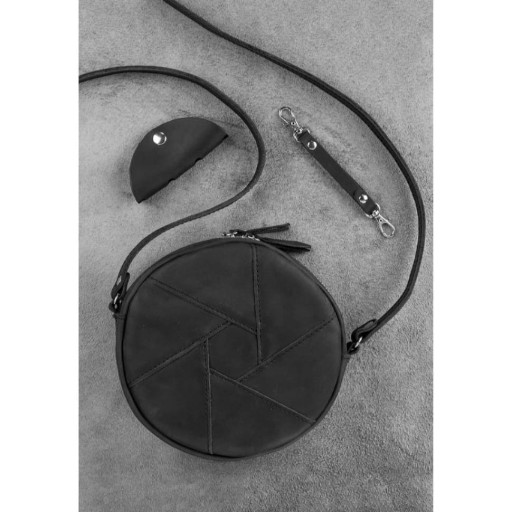 Жіноча шкіряна сумка Бон-Бон чорна Crazy Horse