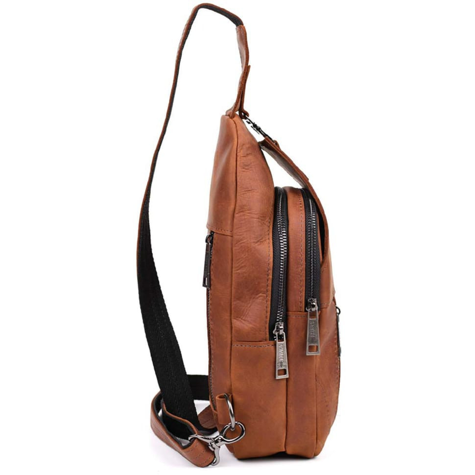 Чоловічий рюкзак слінг із кінської шкіри TARWA RB-4004-3md коньячний