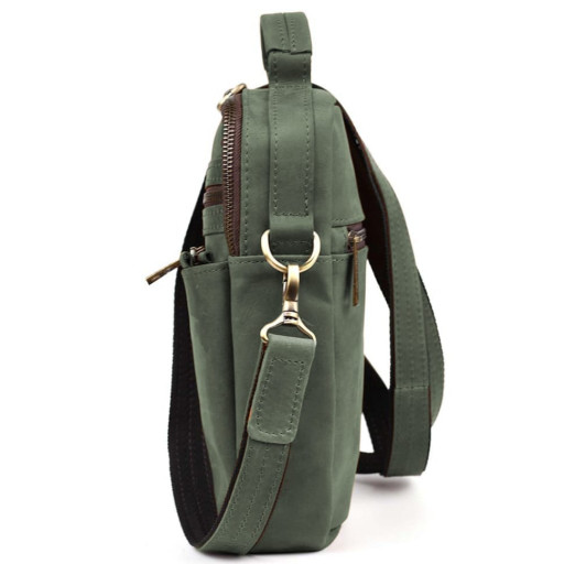 Сумка через плече з ручкою вертикальна TARWA RE-0120-4lx зелена крейзі