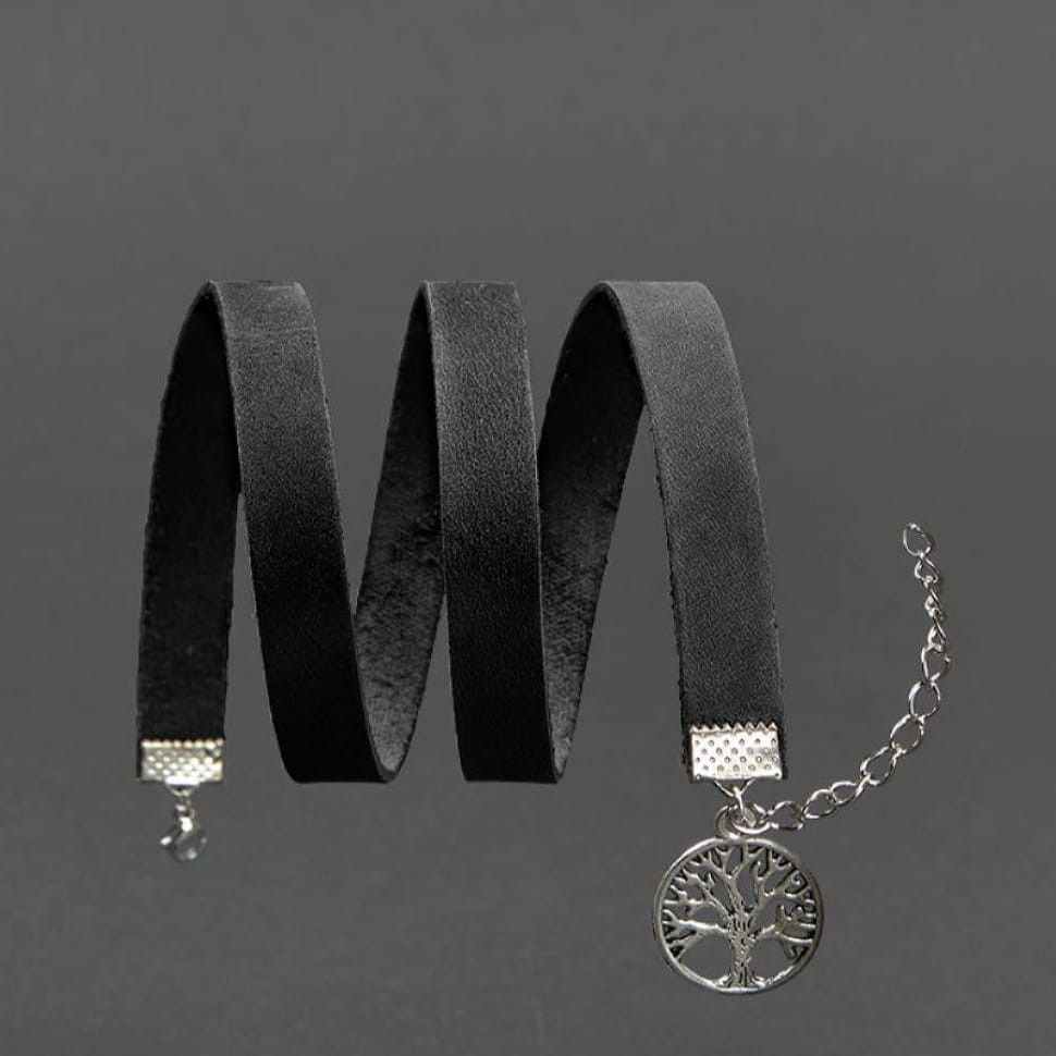 Шкіряний жіночий браслет - стрічка чорний Crazy Horse