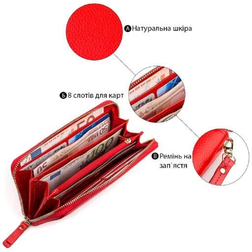 Гаманець жіночий Boston 18464 (S4001B) з натуральної шкіри Червоний