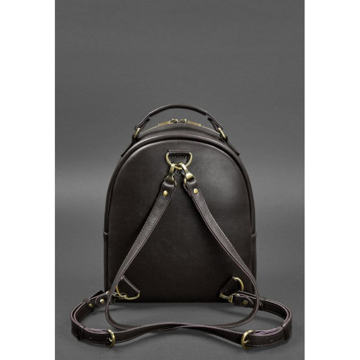 Шкіряний жіночий міні-рюкзак Kylie Темно-коричневий краст