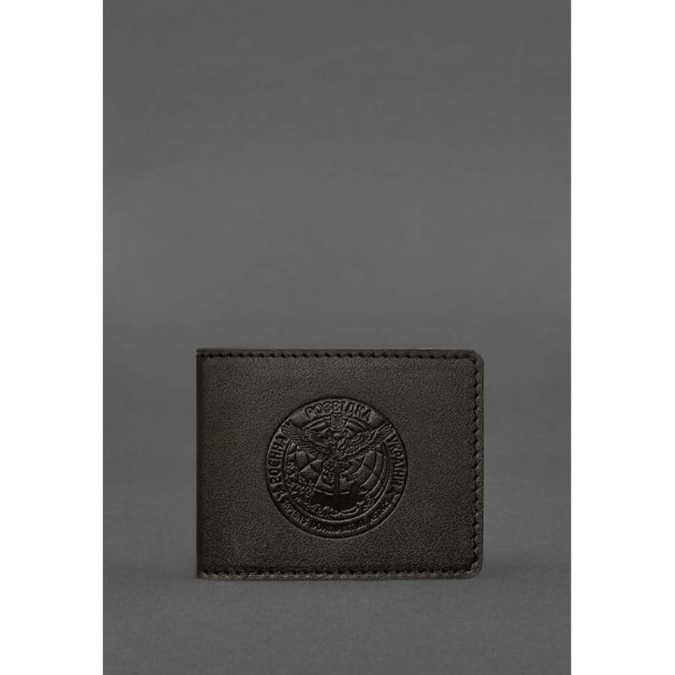 Кожаная обложка на удостоверение Главного управления разведки (ГУР) темно-коричневая