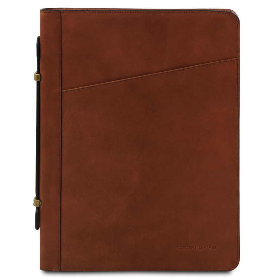 Cesare Leather document case with handle and ring binder