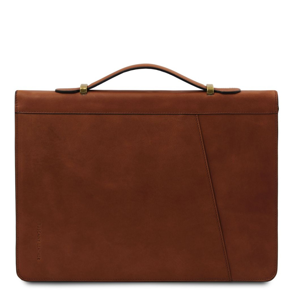 Cesare Leather document case with handle and ring binder