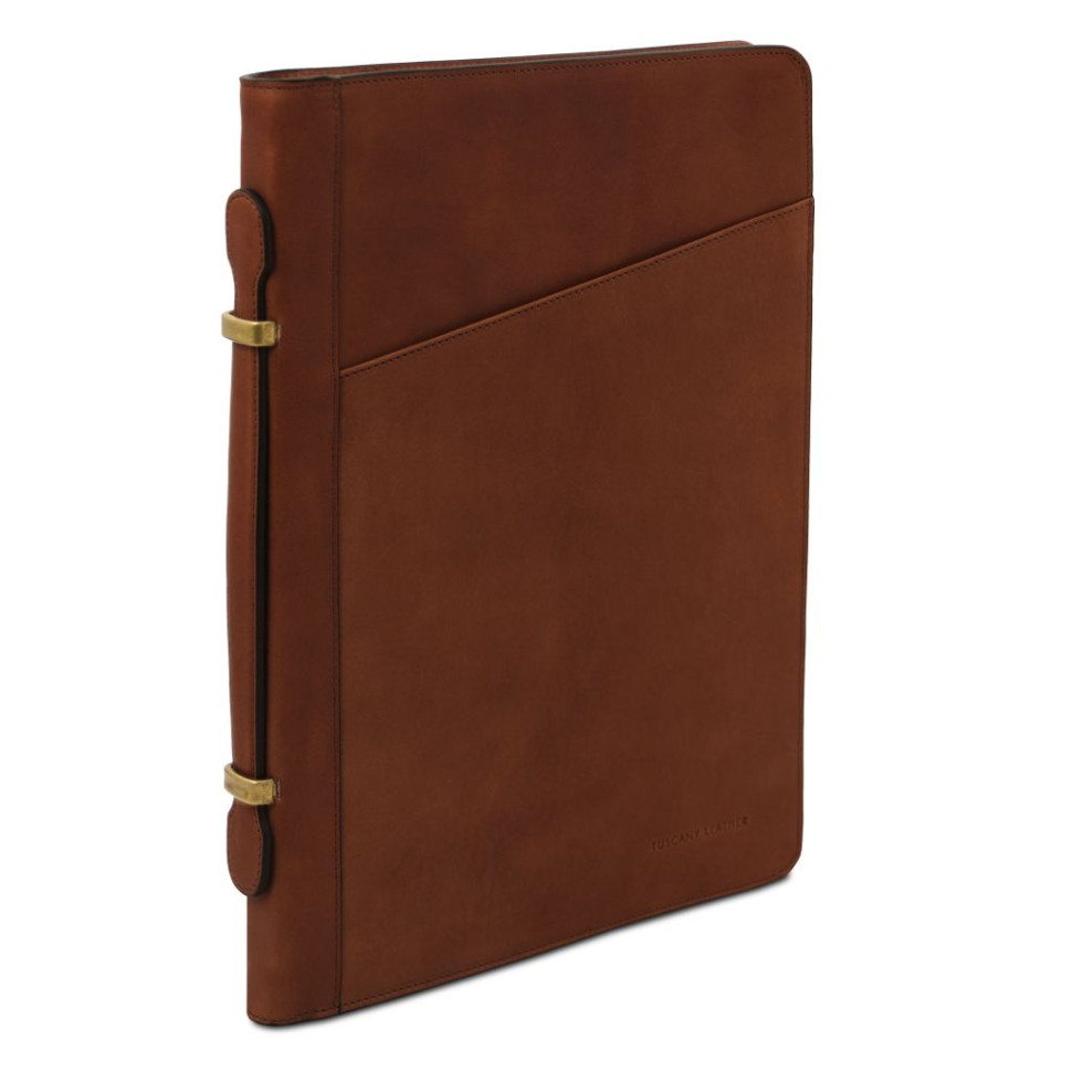 Cesare Leather document case with handle and ring binder