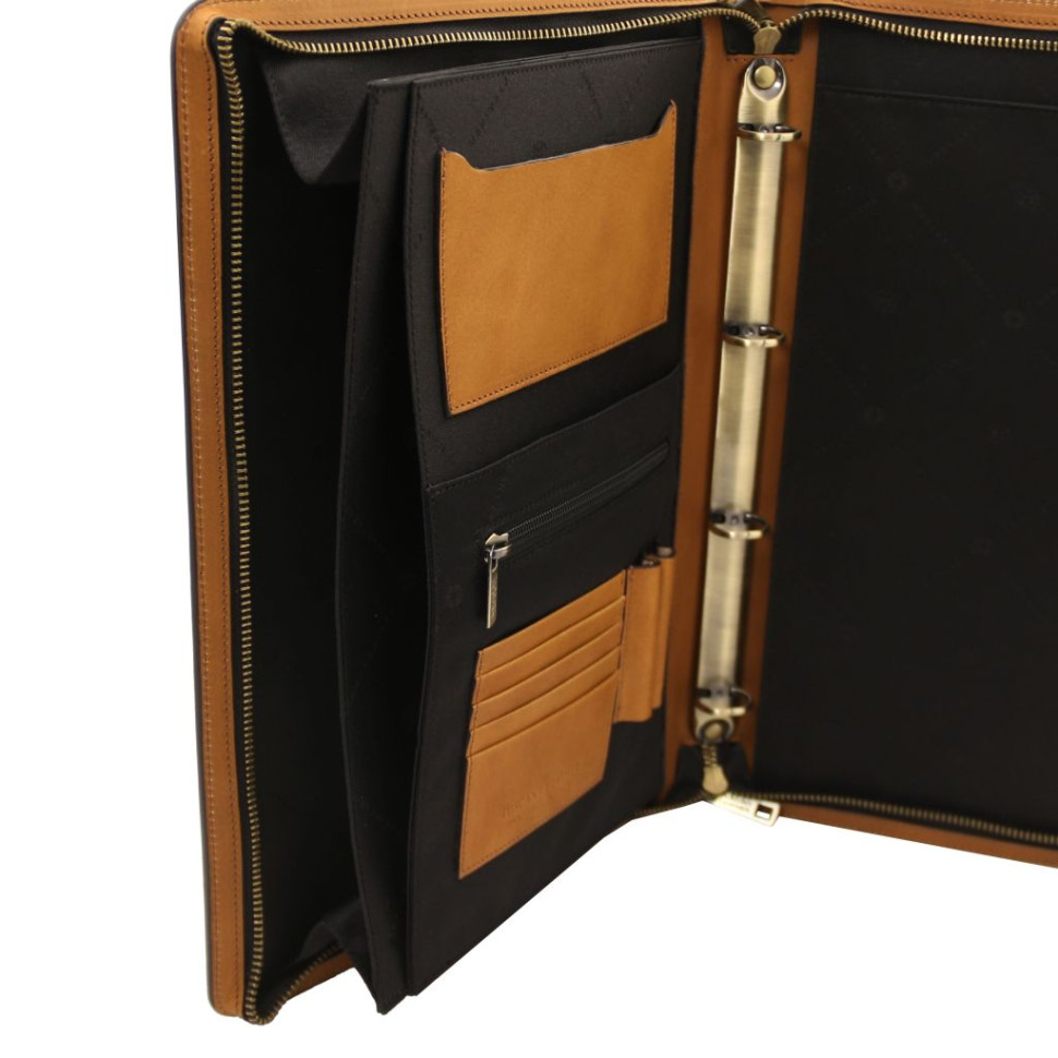 Cesare Leather document case with handle and ring binder