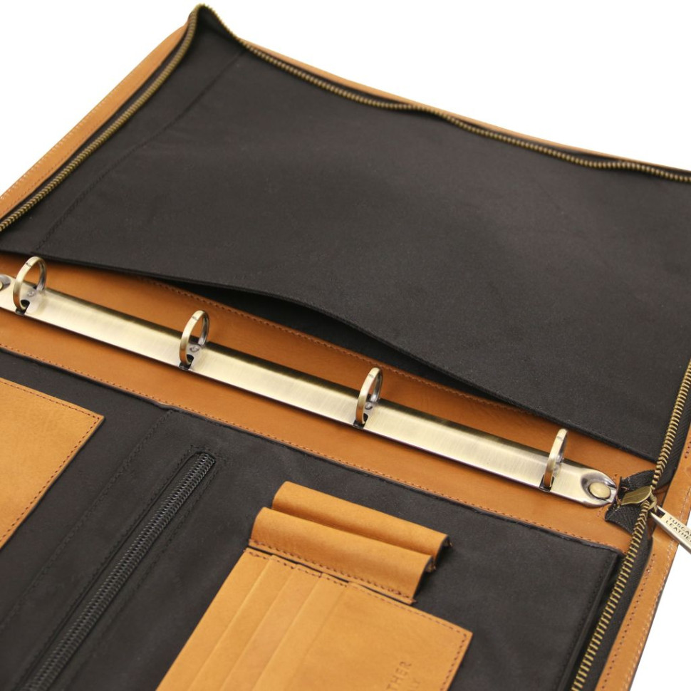 Cesare Leather document case with handle and ring binder