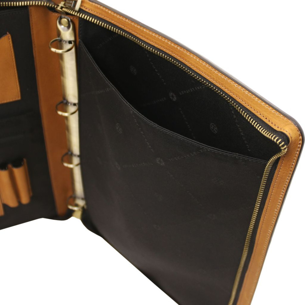 Cesare Leather document case with handle and ring binder