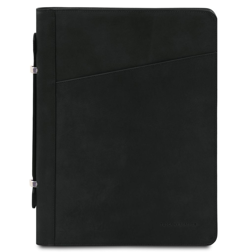 Cesare Leather document case with handle and ring binder