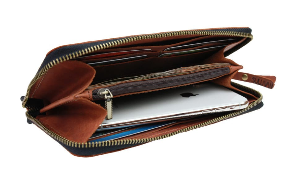 Women's wallet leather clutch large travel SULLIVAN 80284-2(19.5) light brown