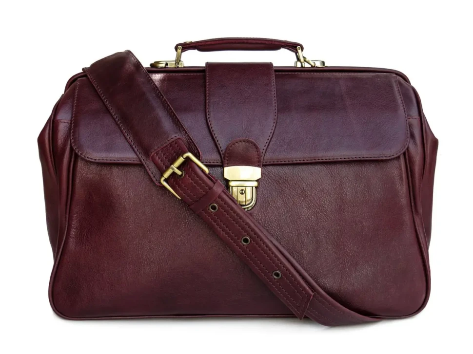 Элитный кожаный саквояж с кожаной подкладкой Newery N8051Bordo