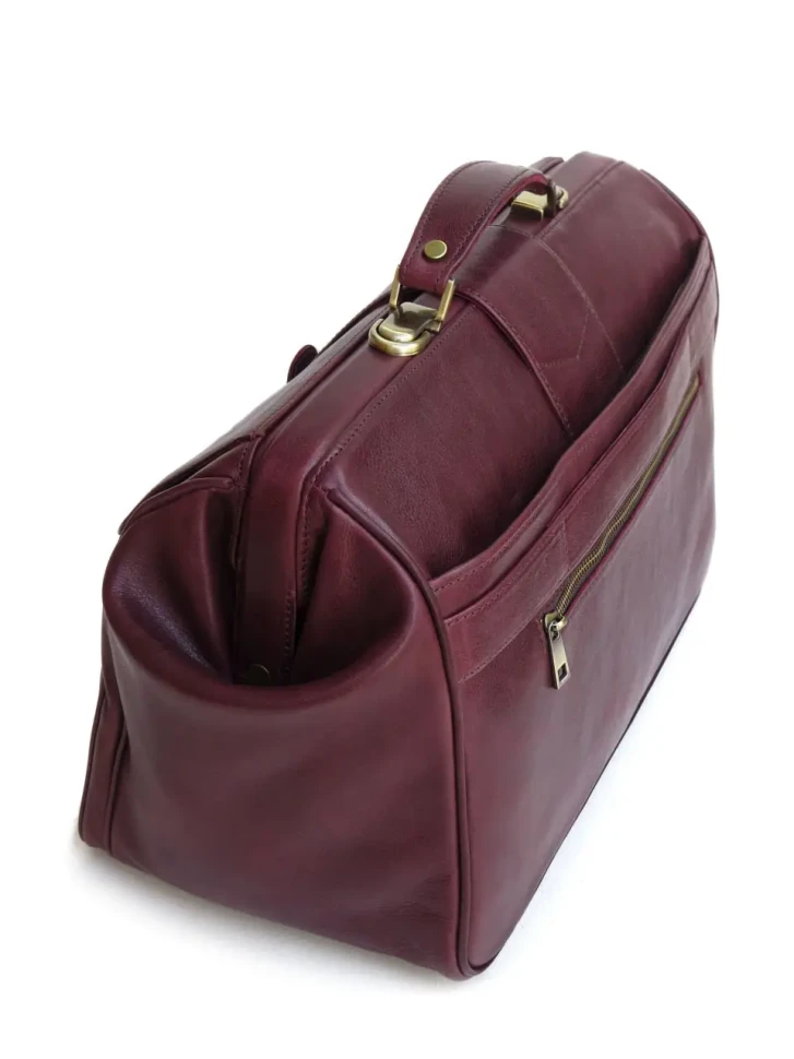 Элитный кожаный саквояж с кожаной подкладкой Newery N8051Bordo