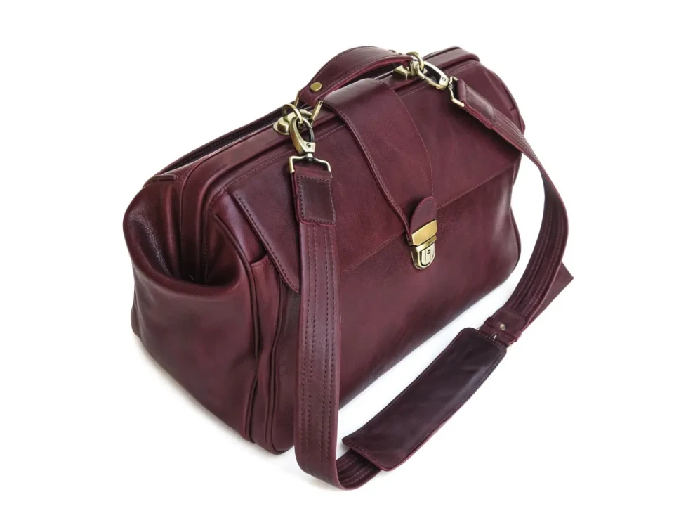 Элитный кожаный саквояж с кожаной подкладкой Newery N8051Bordo