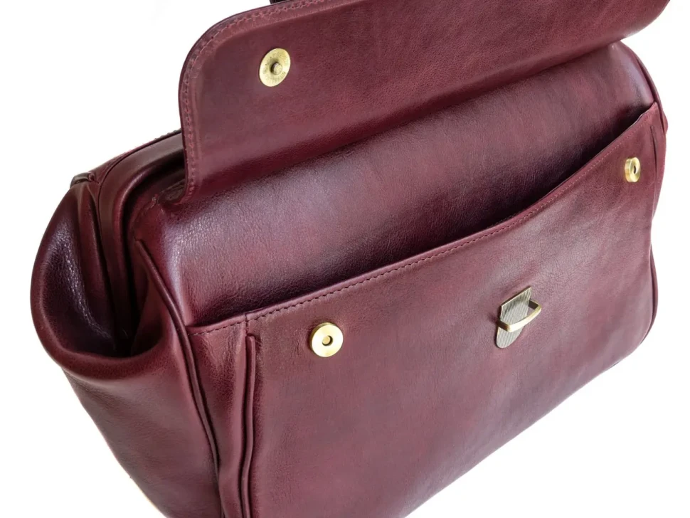 Элитный кожаный саквояж с кожаной подкладкой Newery N8051Bordo