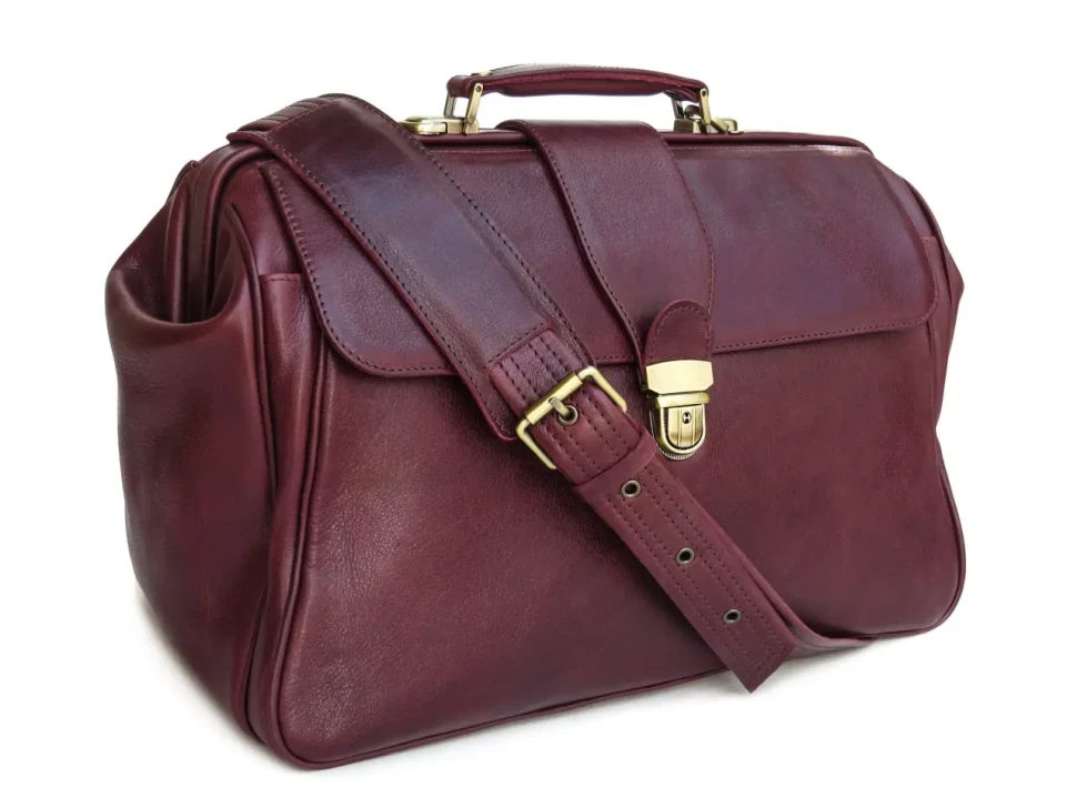 Элитный кожаный саквояж с кожаной подкладкой Newery N8051Bordo