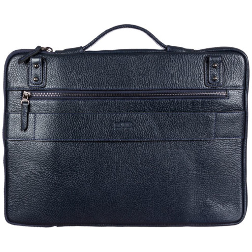 Портфель м'який шкіряний BOND 1419-1170 синій флотар