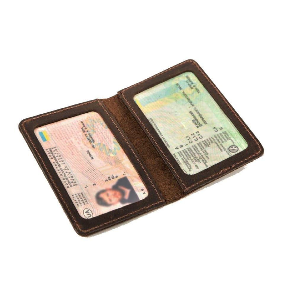 Обкладинка для прав водія та посвідчення шкіряна Shvigel 13964 Темно-коричнева