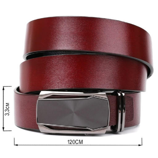 Ремінь з натуральної шкіри зі шкіряною вставкою у пряжці Vintage 20216 Коричневий