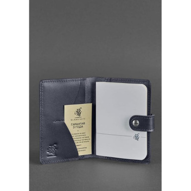 Leather passport cover 3.0 navy blue