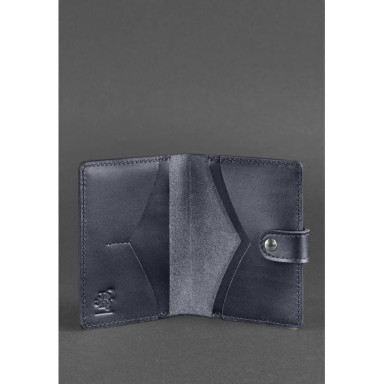 Leather passport cover 3.0 navy blue