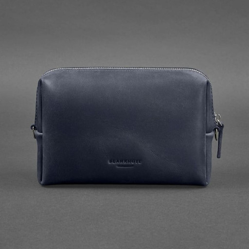Шкіряна косметичка-несесер 3.0 Темно-синя Crazy Horse