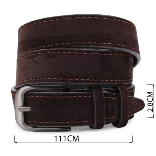 Замшевий ремінь для жінок Vintage 20782 Темно-коричневий