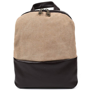 Sling backpack on one shoulder made of leather and canvas TARWA GCs-1905-3md