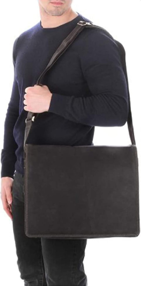 Large shoulder bag for laptop 15-16 inches Visconti Harvard 16054 oil black